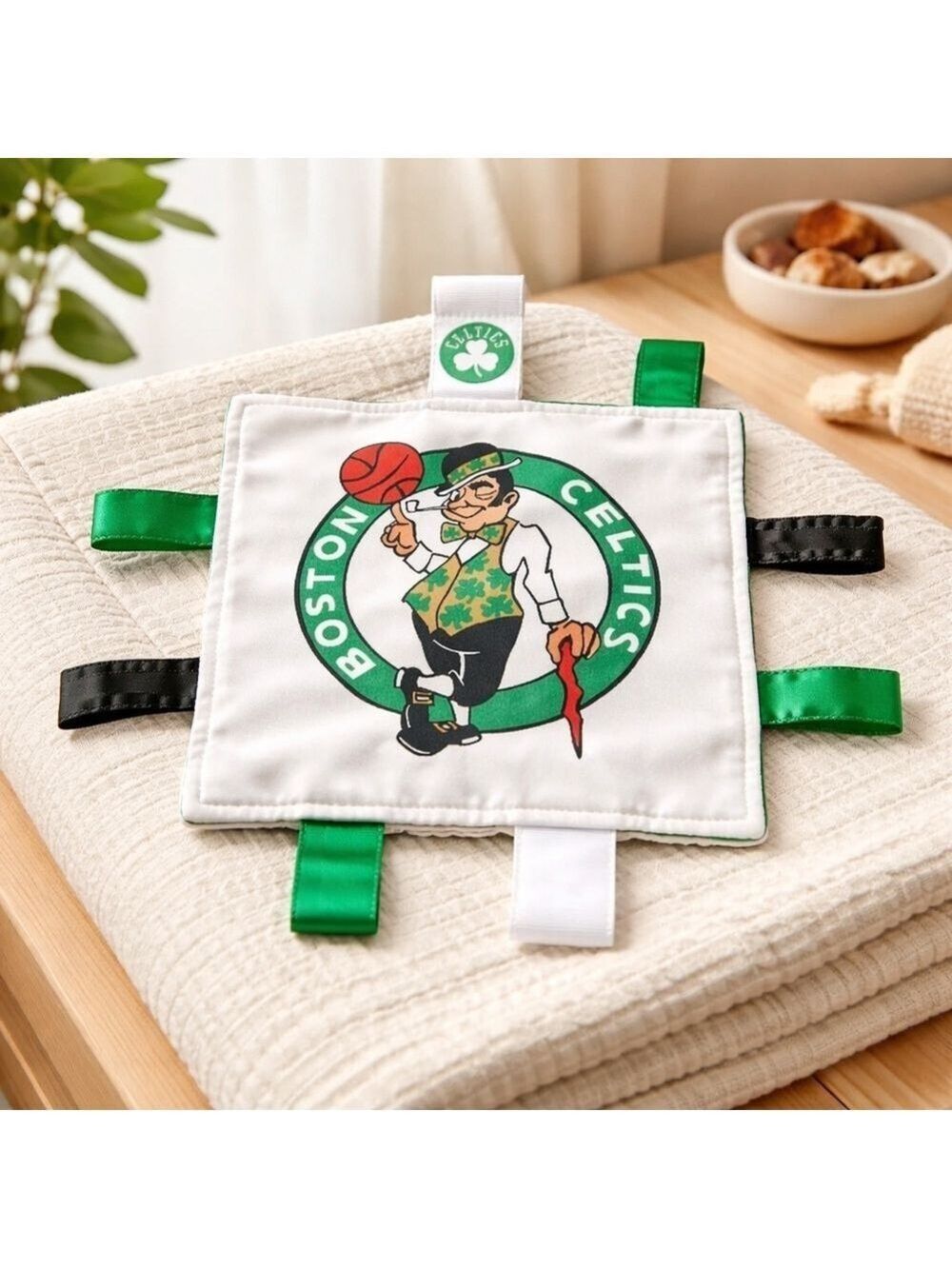 Boston Celtics Baby Crinkle Toy Lovey Chad & Jake NBA Sensory Tag Toy